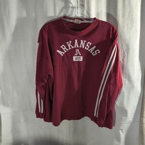 Houndstooth Arkansas 1871 Men's Size XL Vintage Style Red Long Sleeve Tee Shirt